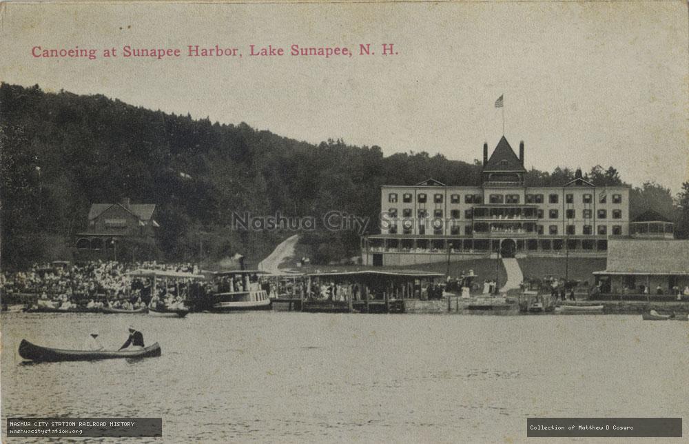Postcard: Canoeing at Sunapee Harbor, Lake Sunapee, New Hampshire